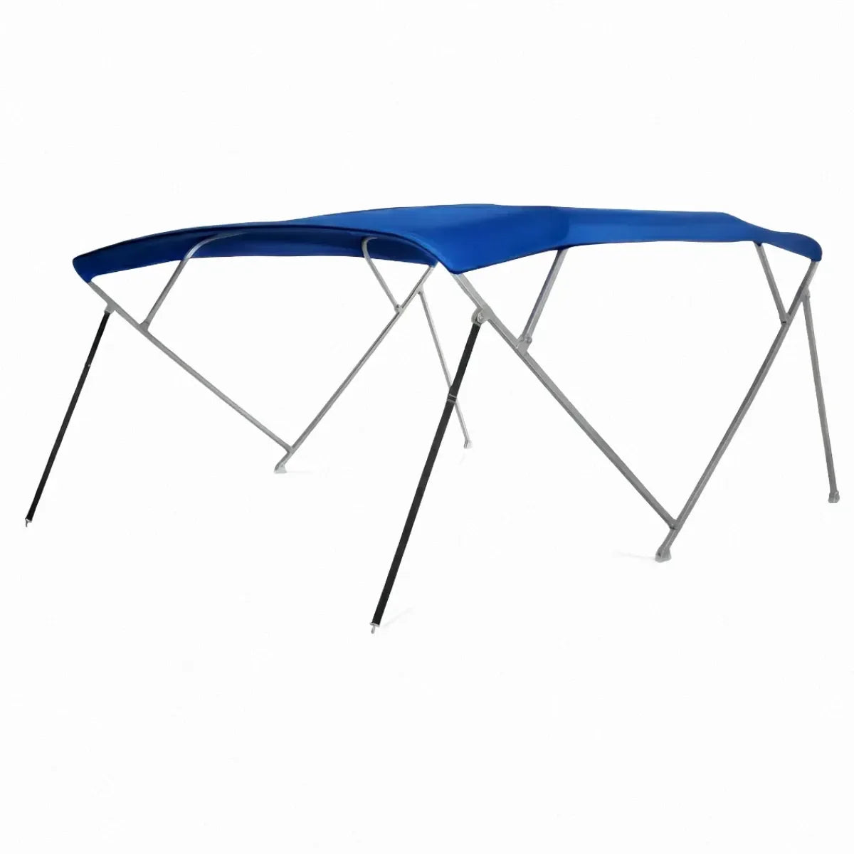 Sapphire Blue Bimini Top featuring 6063 aluminum square tube frame and 600D Oxford cloth canopy on a white background.