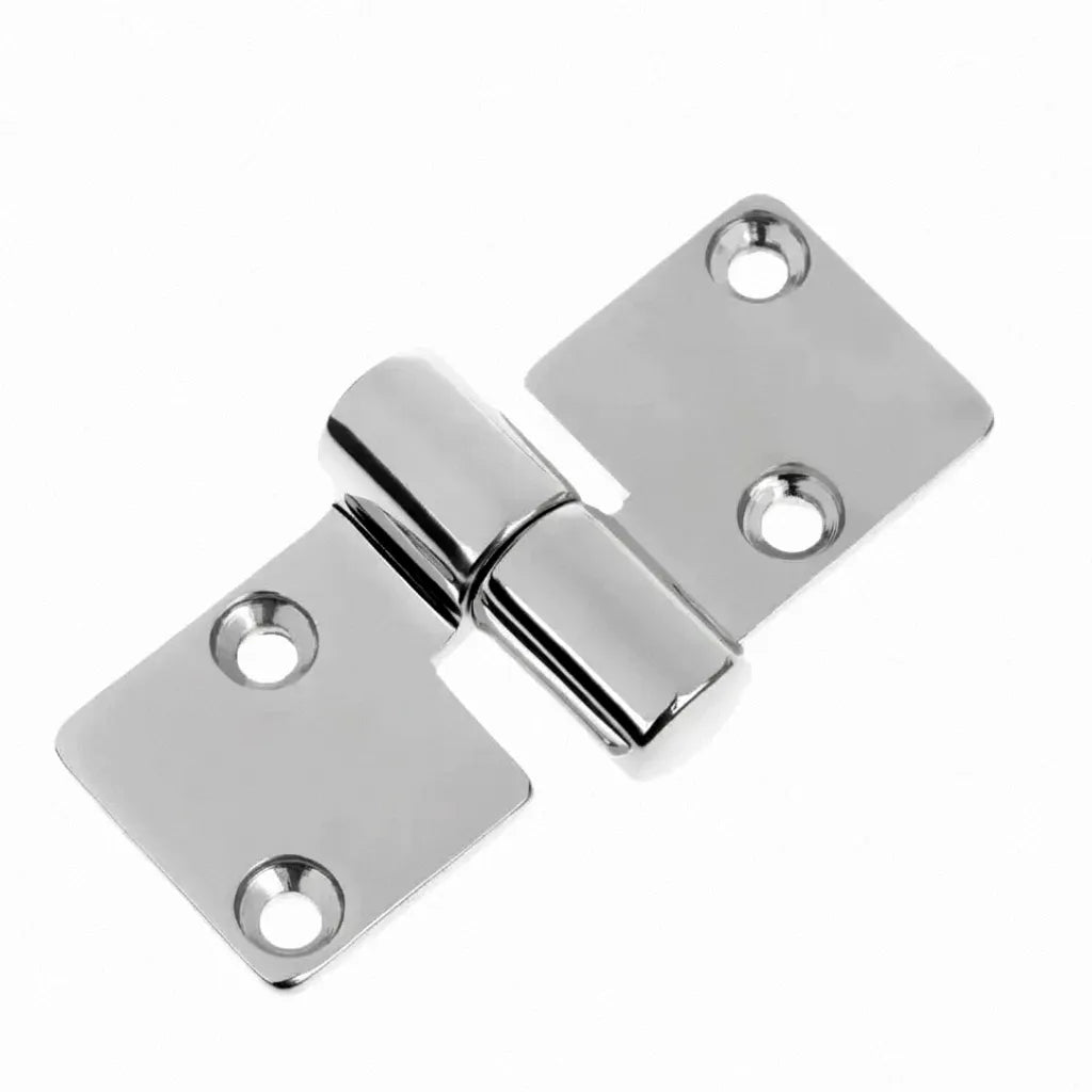 316 Grade Stainless Steel take-apart marine hinge featuring mirror-polished finish on a clean white background for yacht and boat hardware applications.