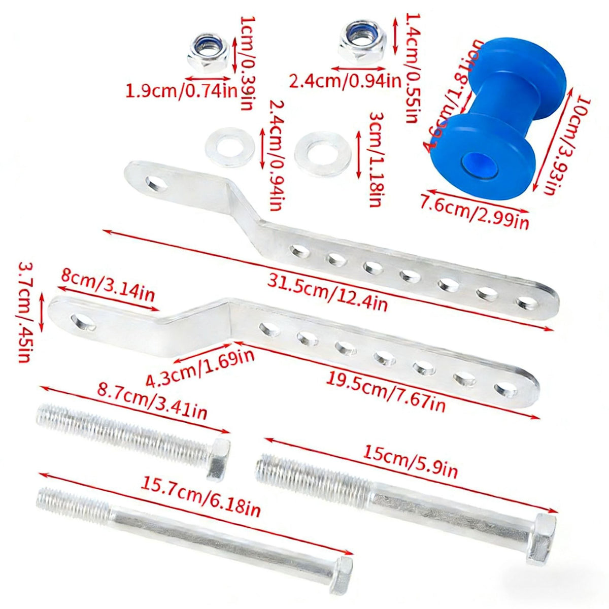 Adjustable Boat Trailer Keel Roller & Panel Bracket Assembly - Marine-Grade Stainless Steel