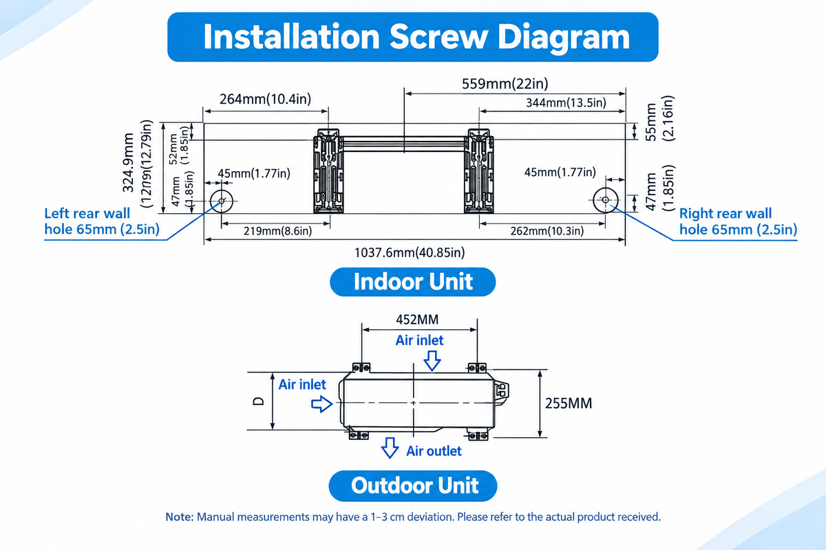 Airow Marine 1.5P Mini-Split AC - 110V/220V Eco-Friendly Heating & Cooling