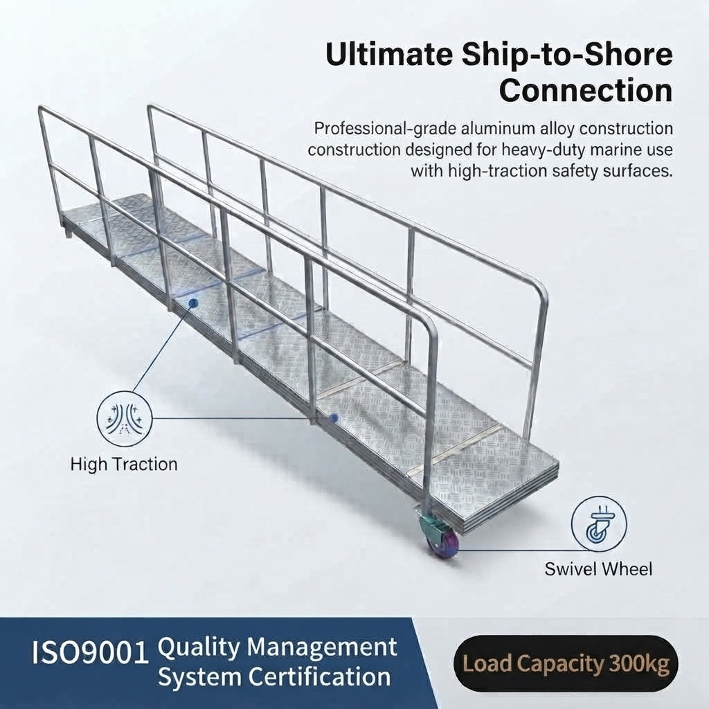 Mobile Aluminum Alloy Marine Gangway - High-Traction Deck & 304 SS Hardware