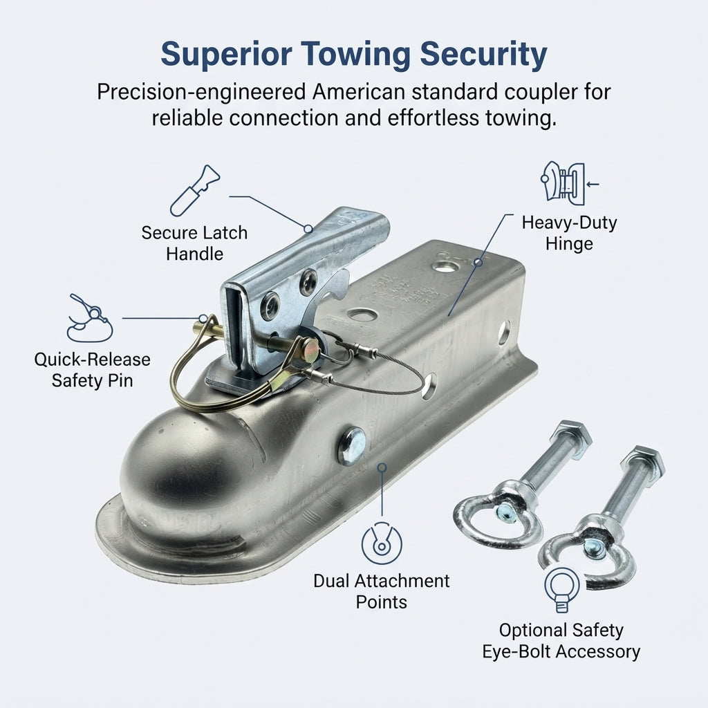 Airow Marine 3500lb Galvanized Steel Trailer Coupler - 2-Inch Ball Fit
