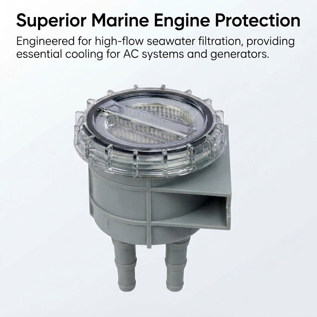 Airow Marine Seawater Strainer Filter - High-Flow Polymer, Universal Fit