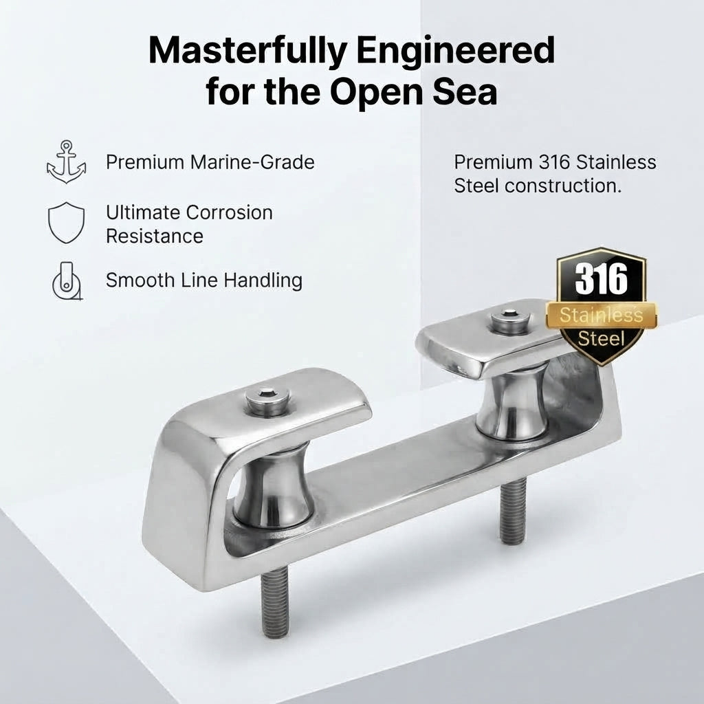 Airow Marine 316 Stainless Steel Dual-Roller Cable Guide - Universal Fit