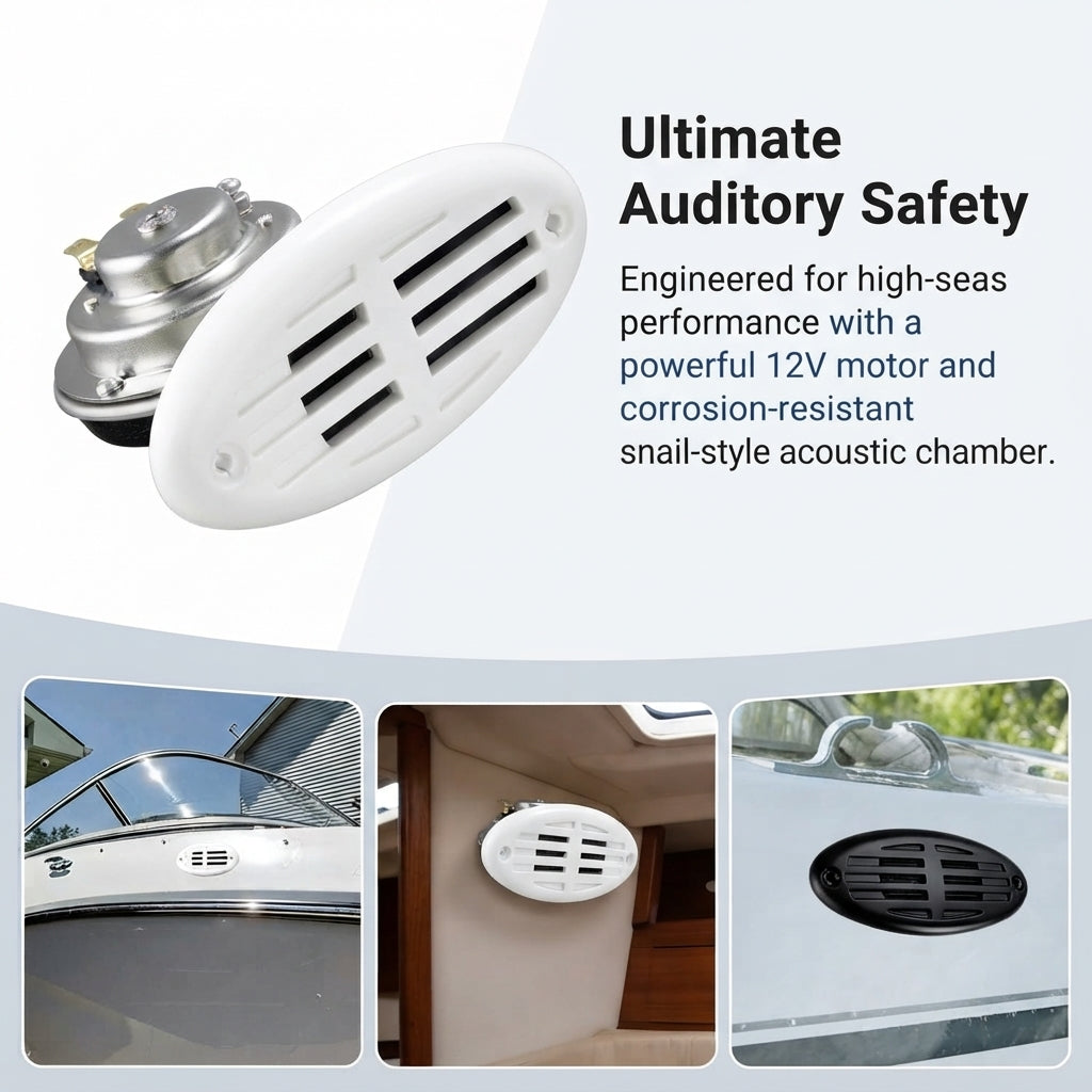 Marine Electric Horn - Ultra-Loud 12V 304 SS & IP-Rated Waterproof for Boats