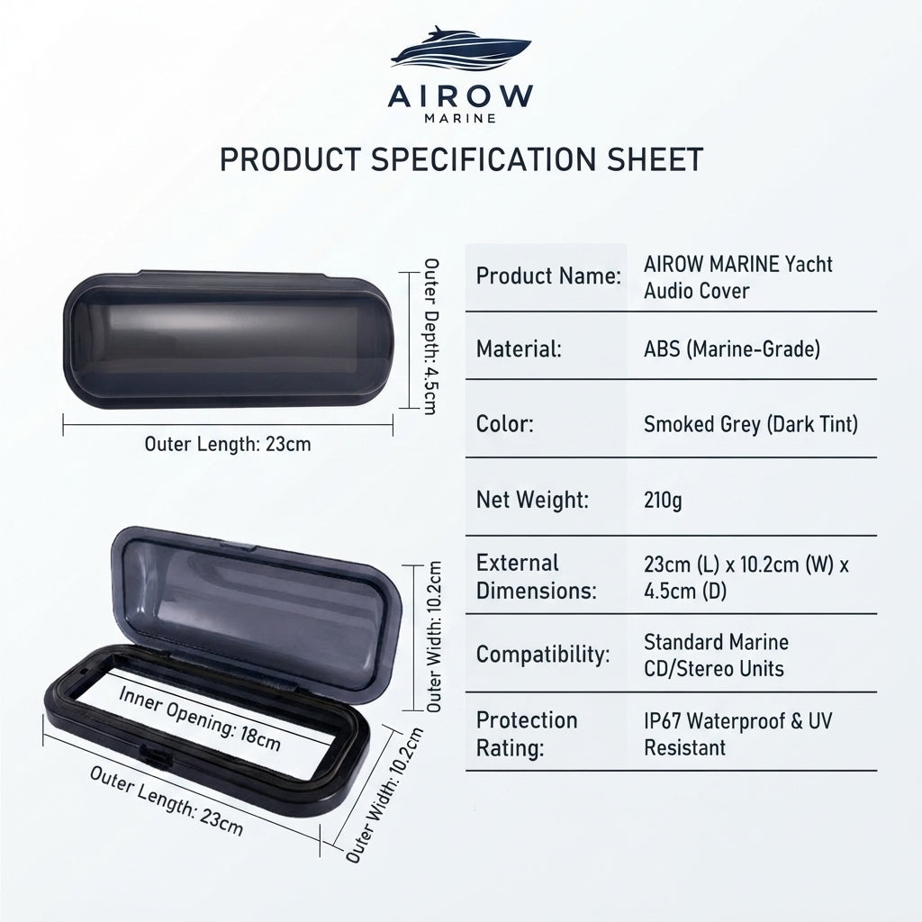AirowMarine Universal Waterproof Marine Audio Cover - UV-Stabilized ABS