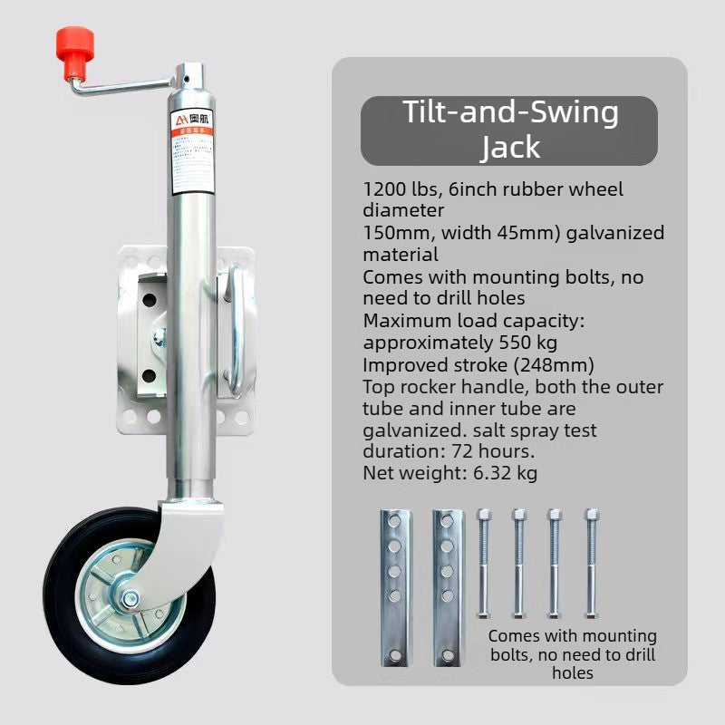 Heavy-Duty Pivot Guide Wheel Jack - RV, Trailer, Yacht Marine Grade