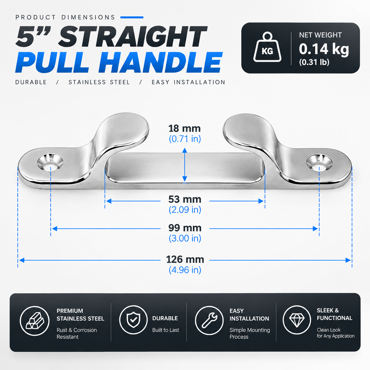 Marine Straight Cable Guide - 316 Stainless Steel, Mirror Polish (4-inch)