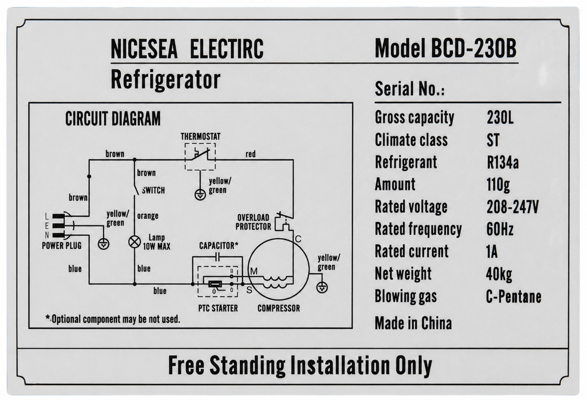 AirowMarine 230L Dual Voltage Marine Refrigerator - Double-Door 110V/220V