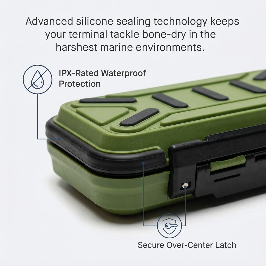 Waterproof Fishing Tackle Box - Impact-Resistant ABS, Dual-Latch Security