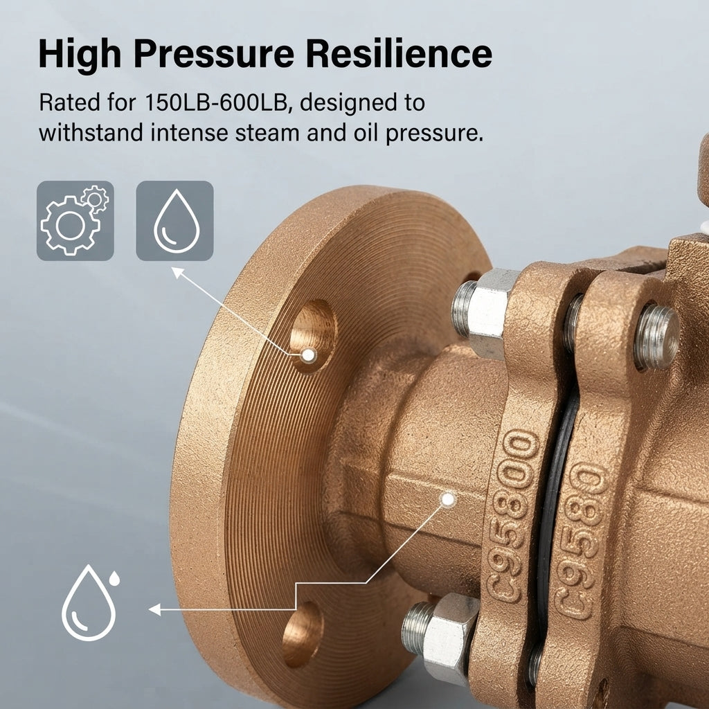 C95800 Marine Bronze Flanged Ball Valve - High-Pressure 150-600LB