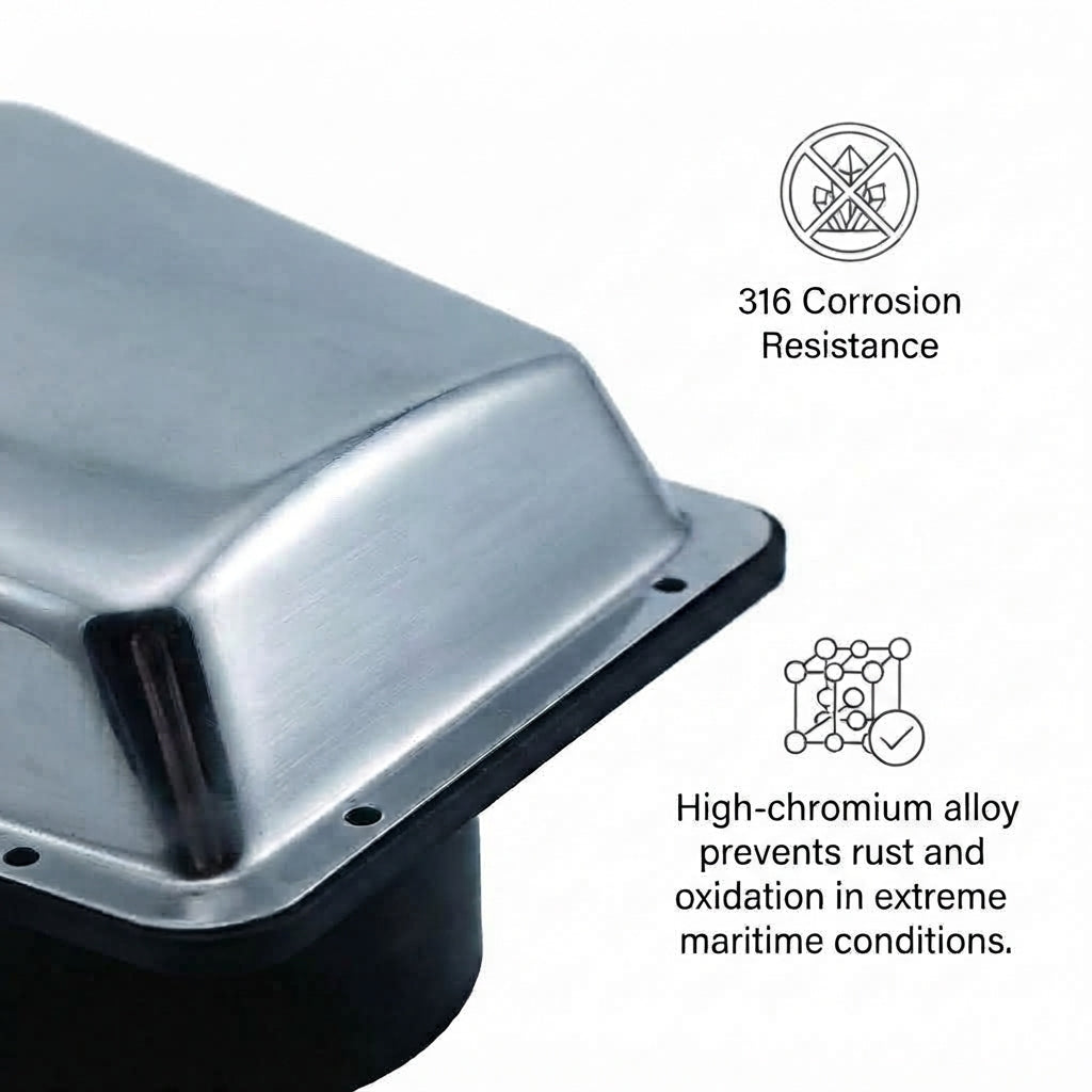 Marine 316 Stainless Steel Cowl Vent & Exhaust Port - Mirror Finish, Yacht Grade