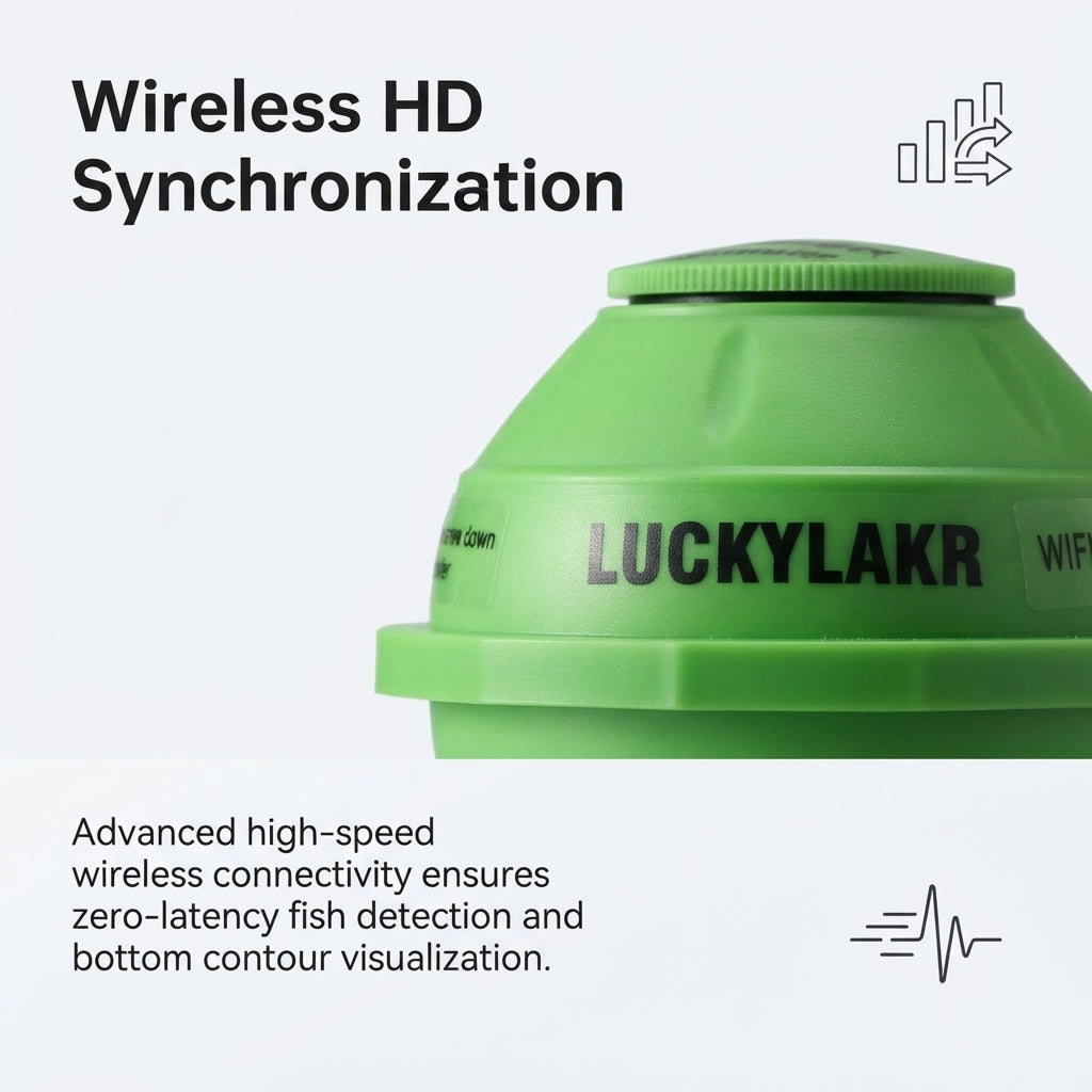 Wireless HD Sonar Fish Finder - 45M Depth & 90° Wide-Angle Detection