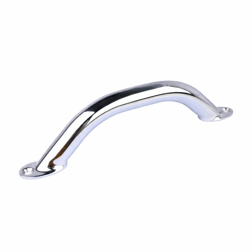 Mirror-polished 304 Stainless Steel marine grab handle, 9-inch ergonomic grip for boats and yachts