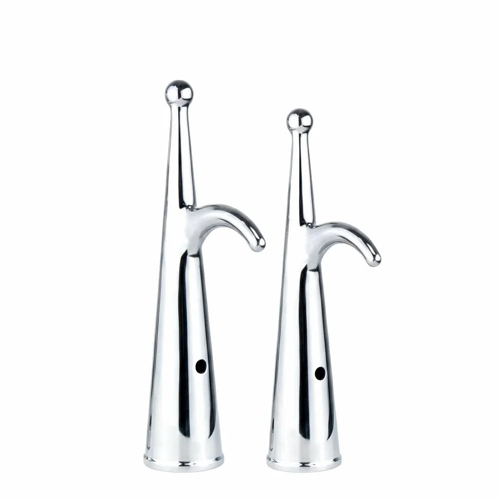 Hero shot of two marine-grade 316 stainless steel boat pole replacement hook heads with a high-mirror polish on a white background.