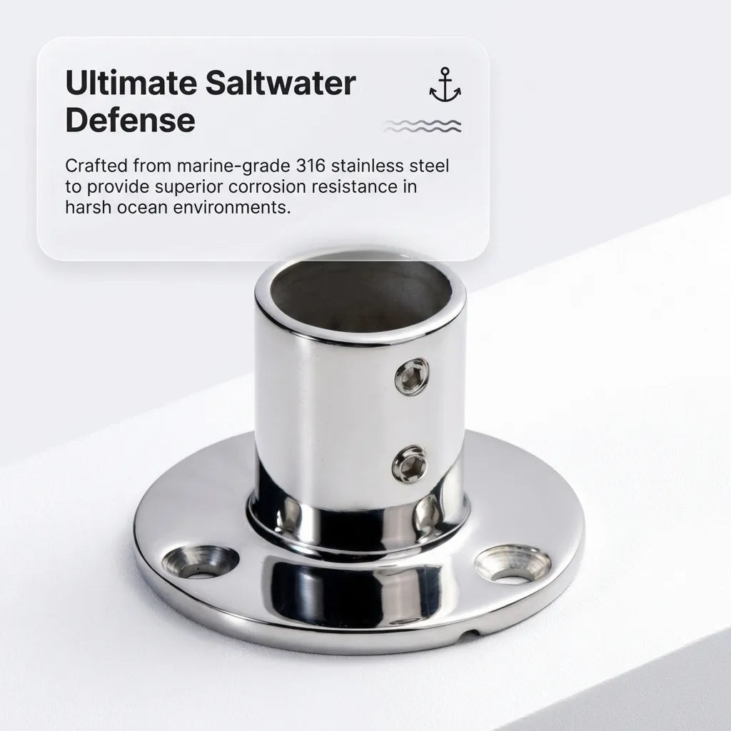 Detail view of the heavy-duty cast 316 stainless steel material emphasizing its ultimate saltwater defense properties.