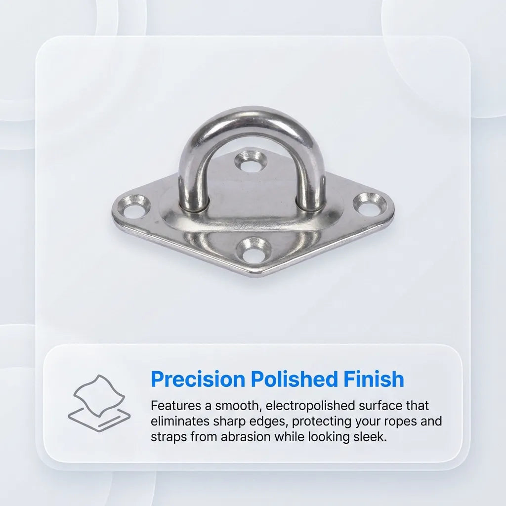 Extreme close-up of the precision-polished finish designed to prevent rope abrasion.