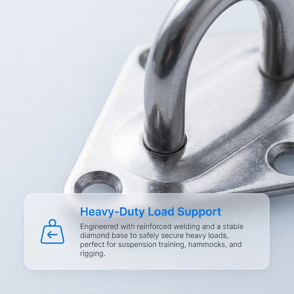 Macro view of the high-tensile perimeter weld joining the eye loop to the diamond base plate.