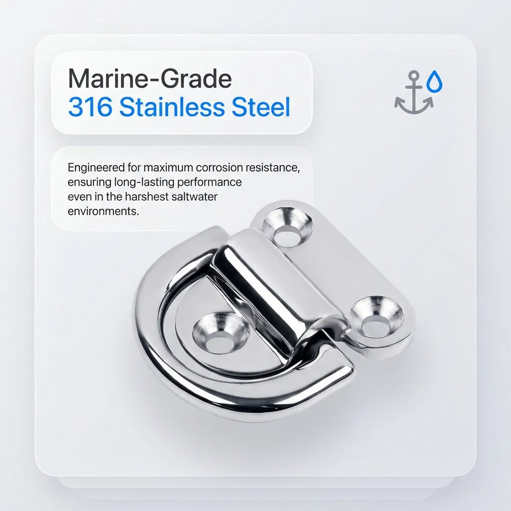 Material spotlight on the high-alloy AISI 316 stainless steel construction for maximum saltwater durability.