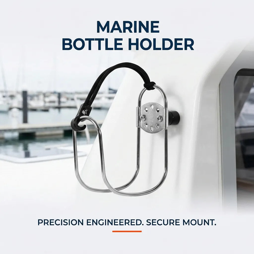 The 316 stainless steel bracket installed on a white boat cabin wall demonstrating its versatile mounting options.