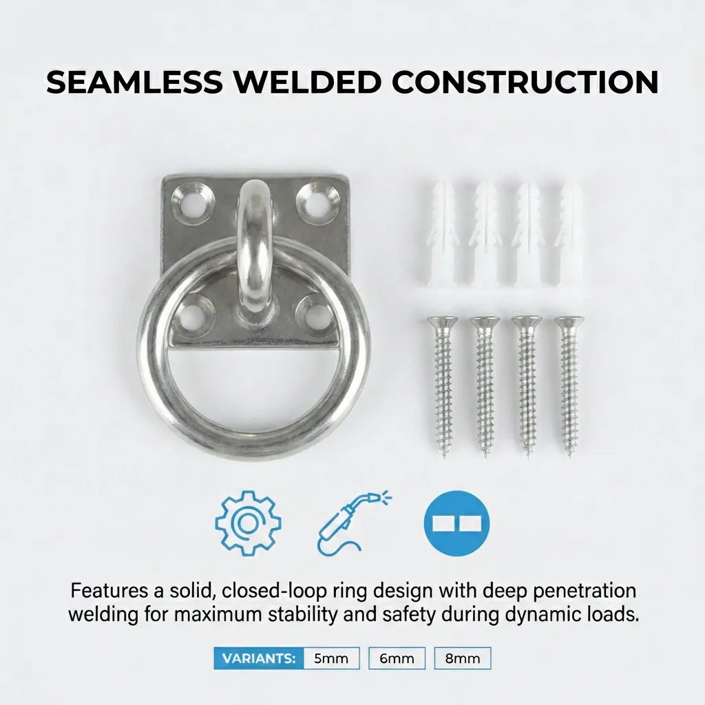 Overhead view showing the deep-penetration welding on the closed-loop ring for maximum safety during dynamic loads.
