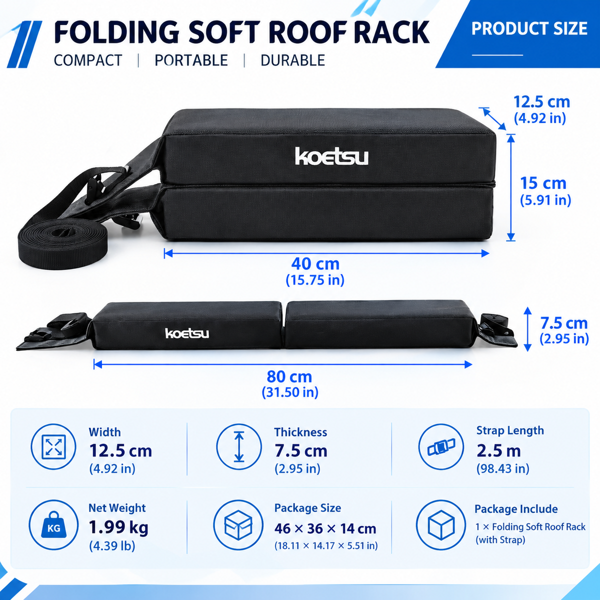 Airow Marine Universal Soft Roof Rack - Heavy-Duty Padded for Kayaks & SUPs