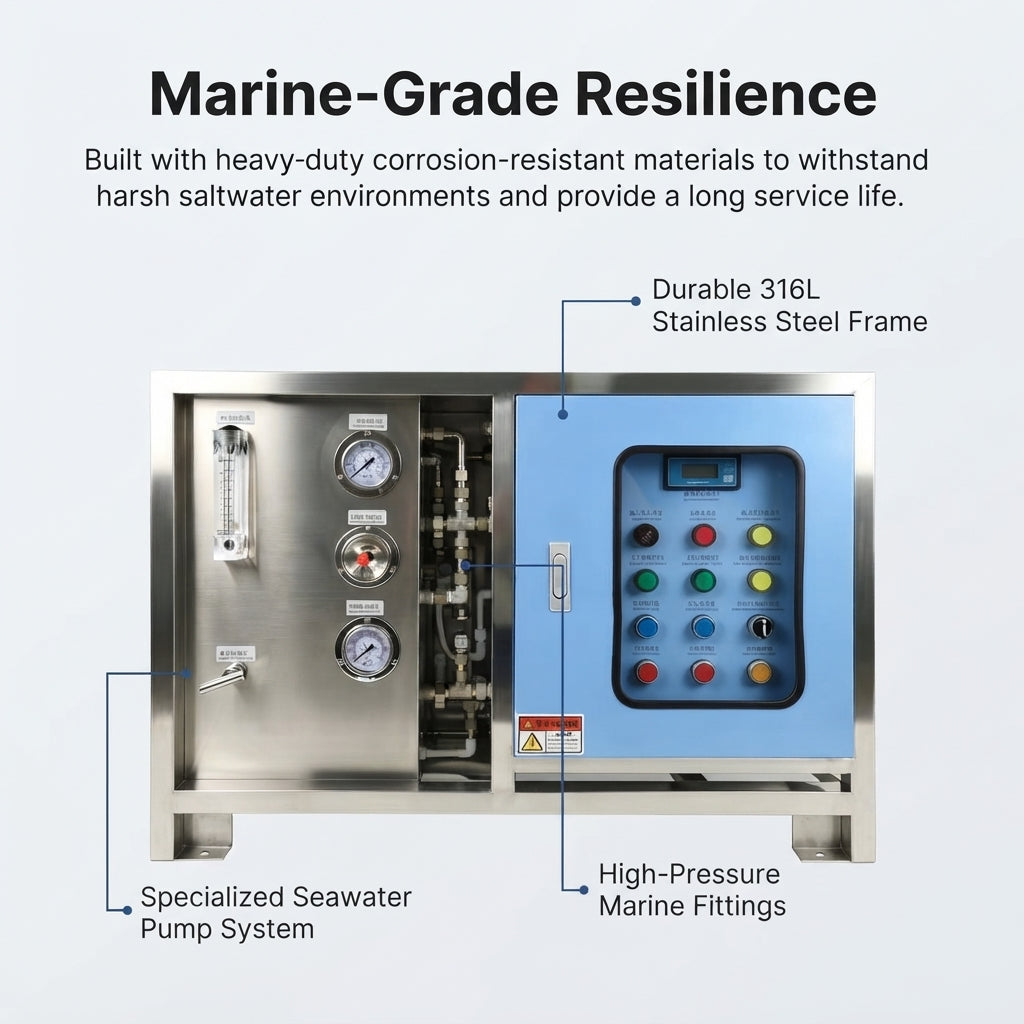 Marine RO Desalination System - 98% High Desalination, 304 SS for Vessels
