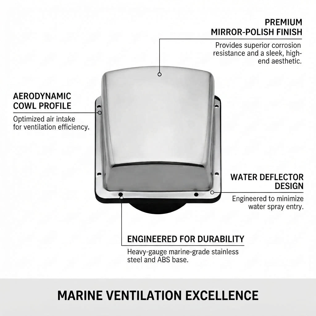 Marine 316 Stainless Steel Cowl Vent & Exhaust Port - Mirror Finish, Yacht Grade