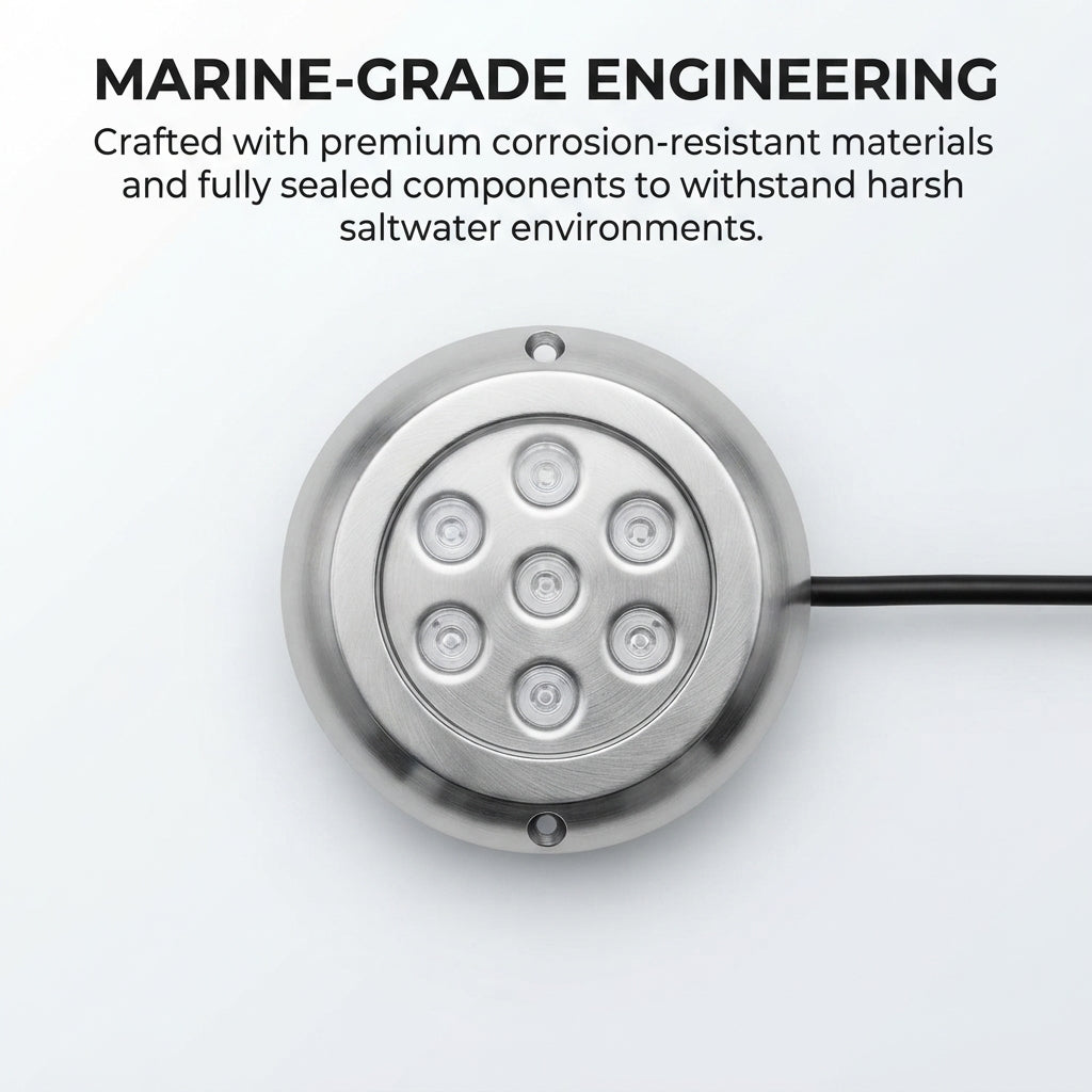 36W 316 Stainless Steel RGBW Marine Underwater LED Light - IP68 Yacht & Boat