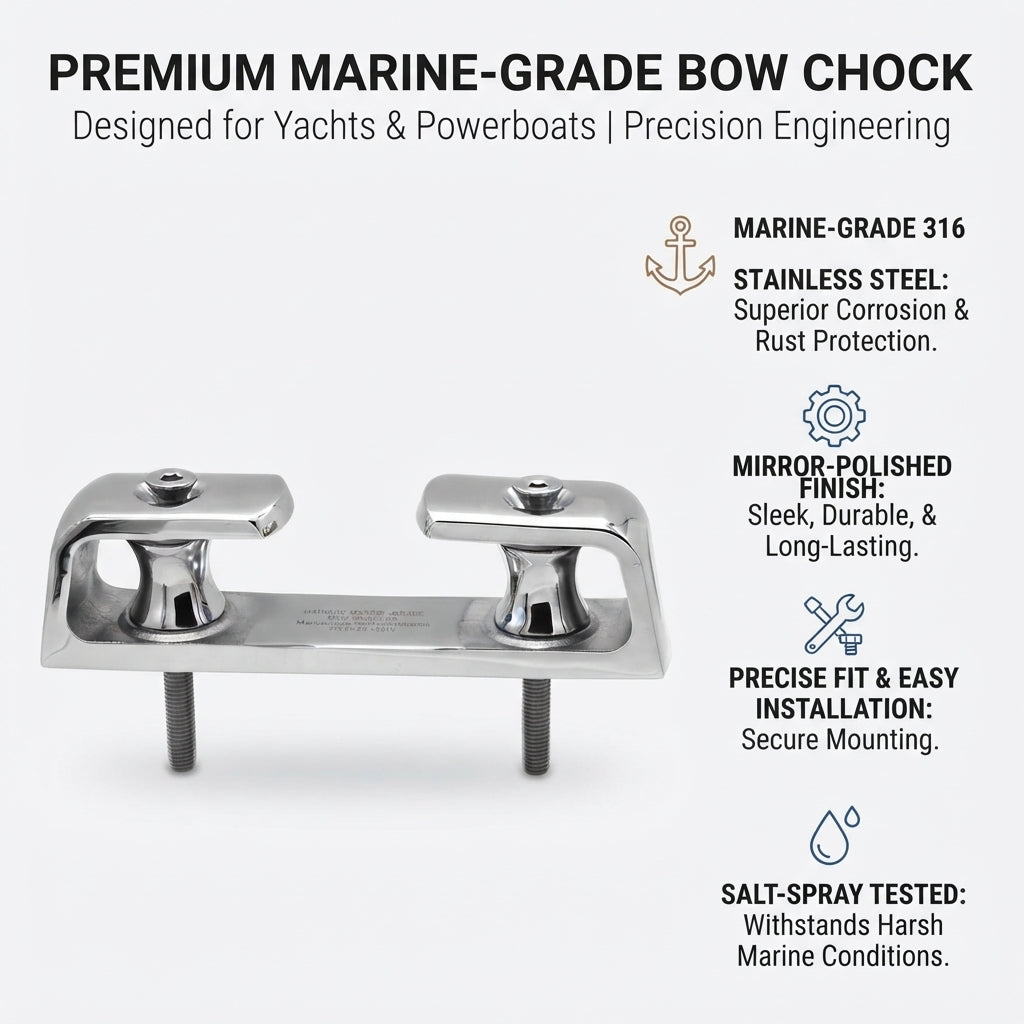 Airow Marine 316 Stainless Steel Dual-Roller Cable Guide - Universal Fit