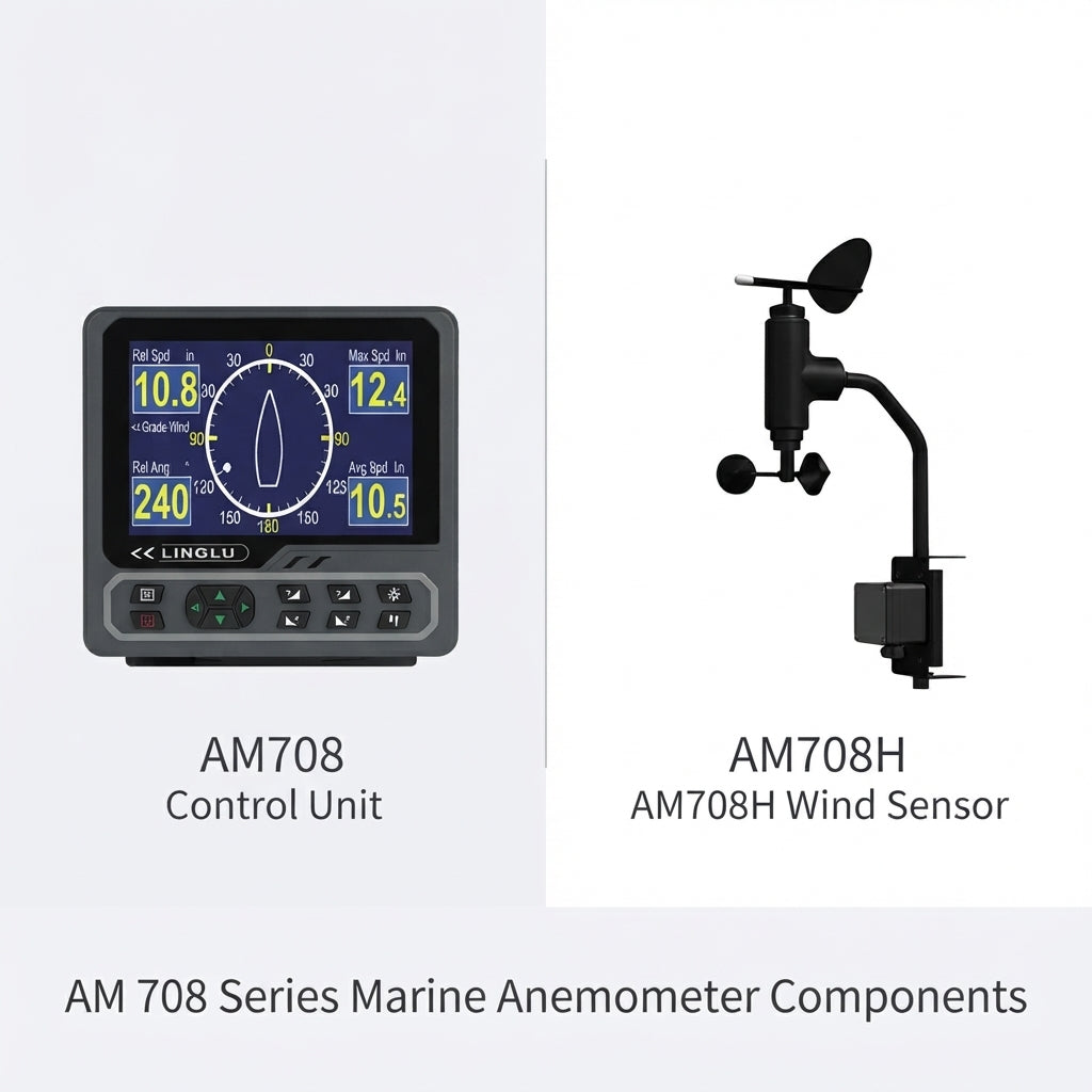 AM708 Marine Wind Speed & Direction Sensor - 8.4" TFT Display, NMEA0183, CCS Certified