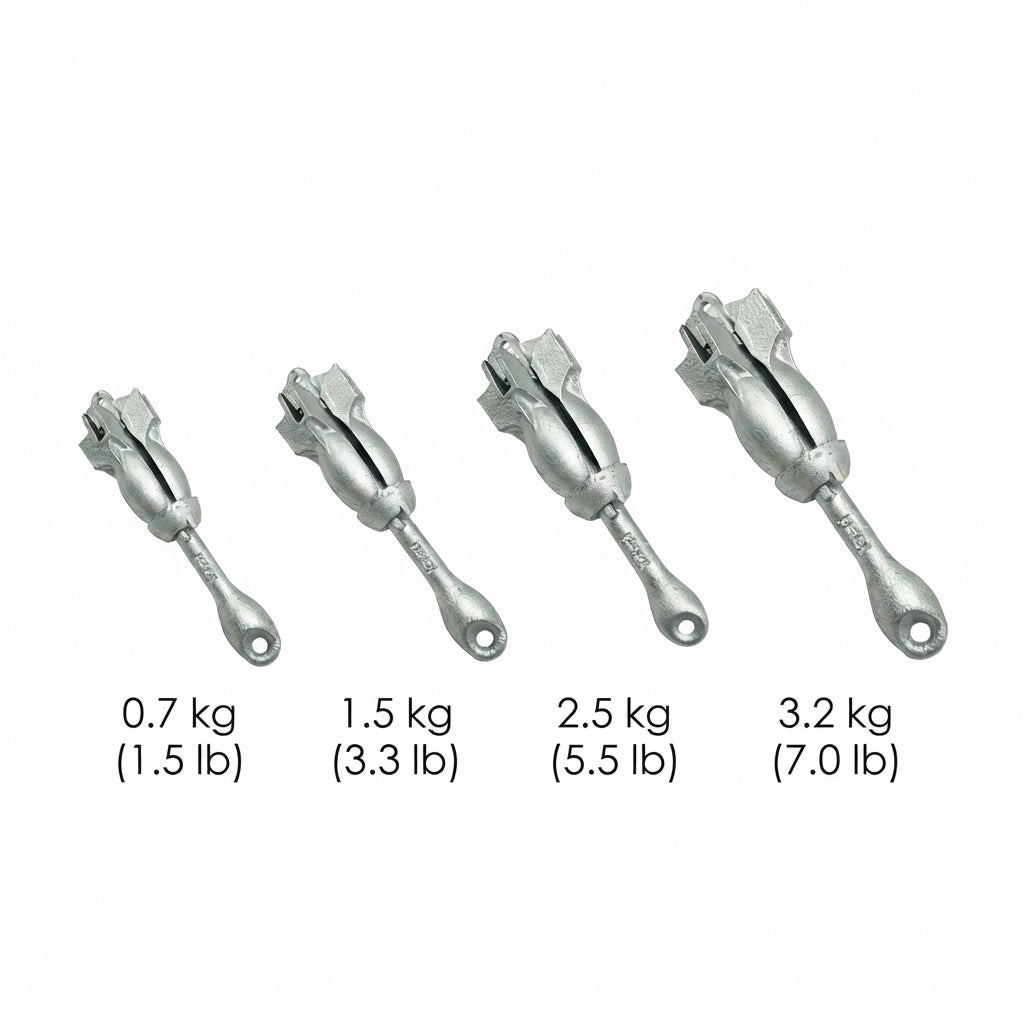 Hot-Dip Galvanized Carbon Steel Folding Grapnel Anchor for Kayaks, Jet Skis & Small Boats