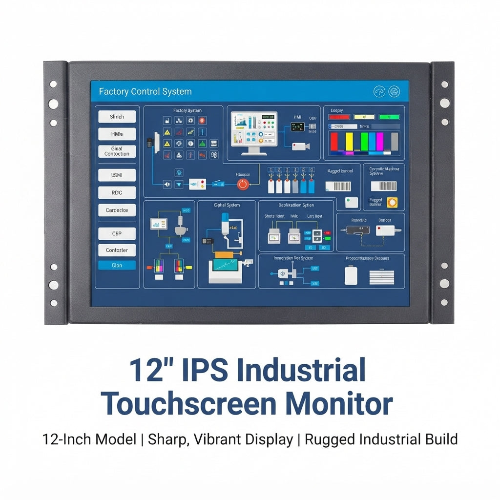 12-Inch Marine Industrial Touchscreen Monitor - IPS Display with Capacitive Touch
