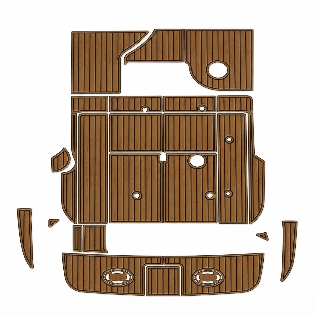 Custom EVA Foam Teak Boat Flooring for 1998-2002 Sea Ray Sundancer 310 | Swim Platform & Cockpit Pad