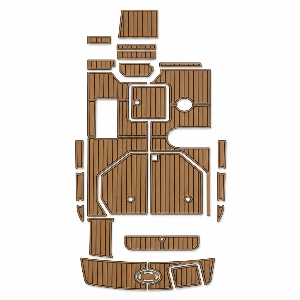 Custom EVA Foam Teak Decking Floor Mat for 2005 Sea Ray 270 Amberjack Swim Platform & Cockpit Pad