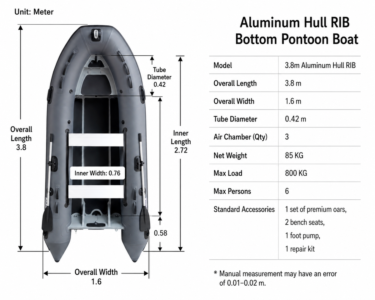 Airow Marine Aluminum V-Hull RIB Inflatable Fishing Boat - Saltwater Reinforced