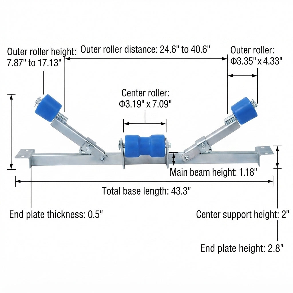 Adjustable Boat Trailer Roller Assembly - Galvanized Steel & High-Density Polymer