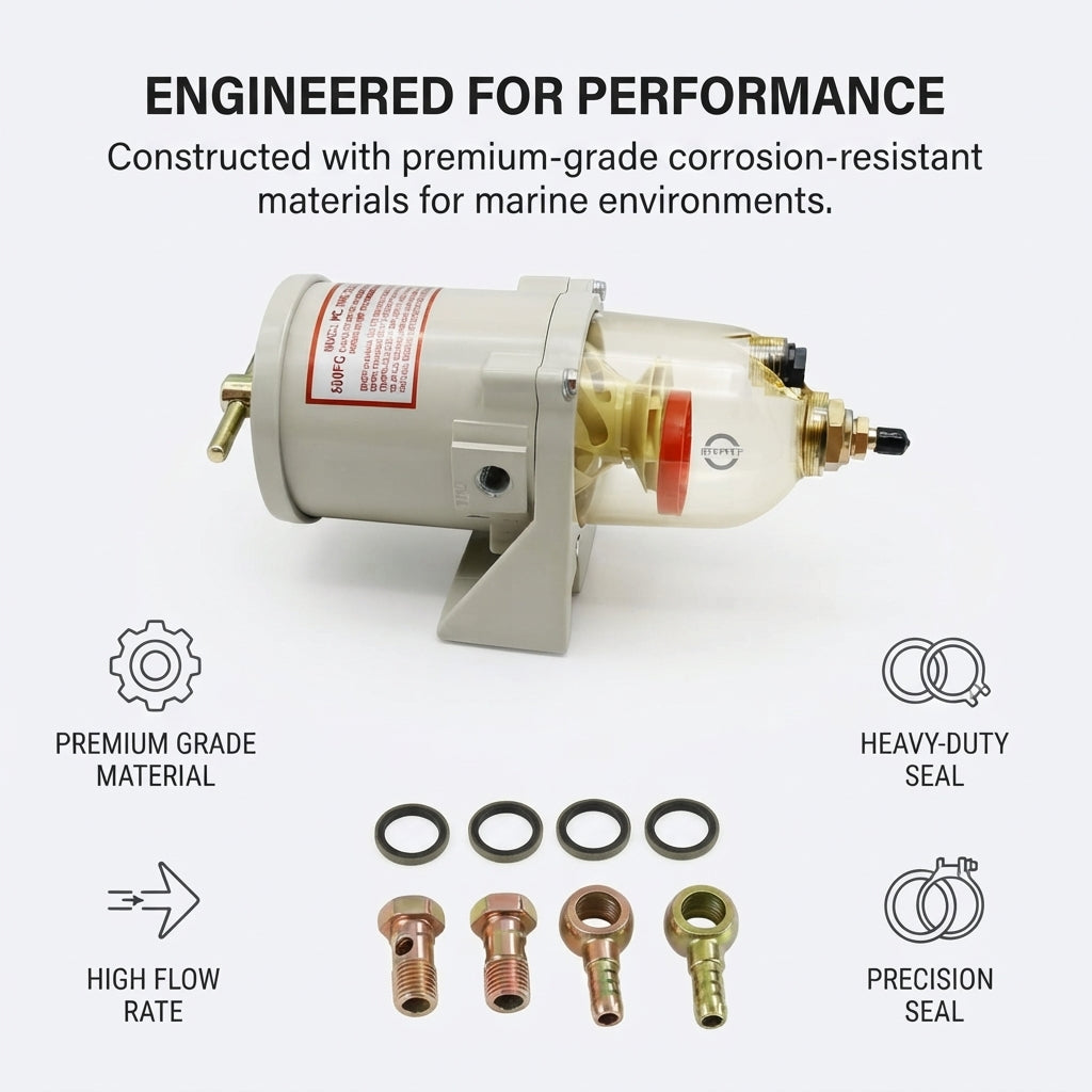 Airow Marine 500FG Diesel Fuel Water Separator - High-Efficiency (Universal Fit)