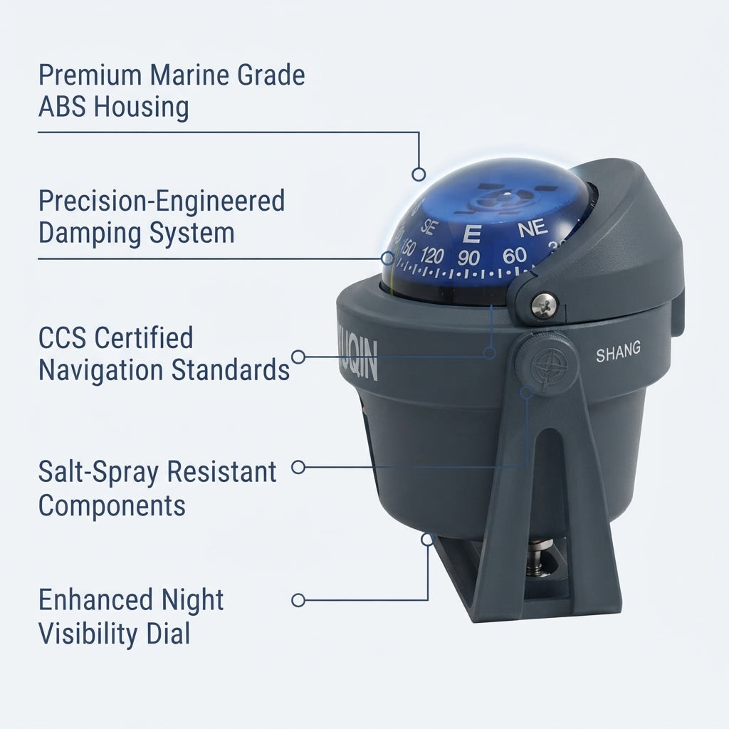 Marine Magnetic Compass - CCS Certified, UV-Stabilized Lens for Boats & Yachts