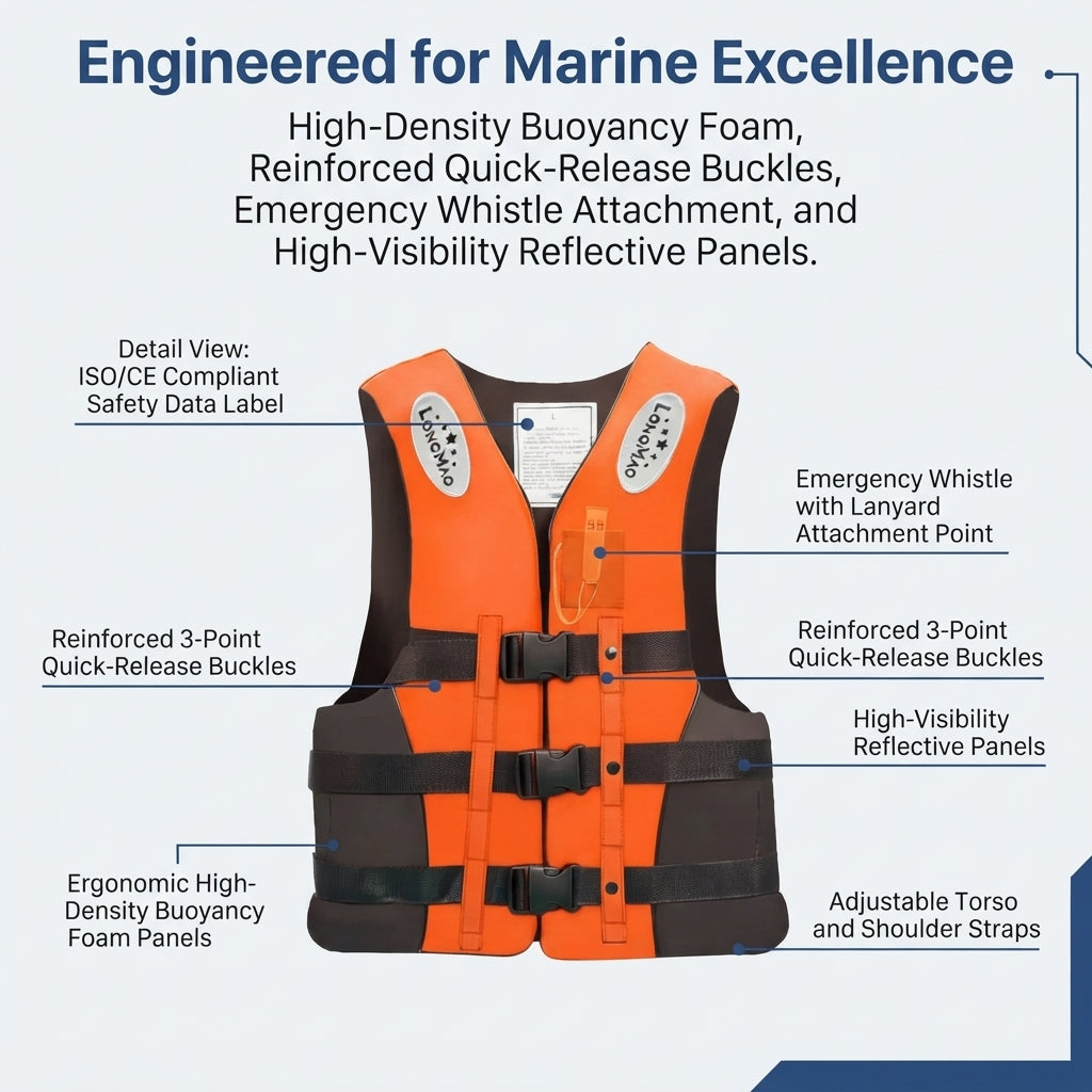 Adult Life Jacket - Professional High-Buoyancy Marine Vest