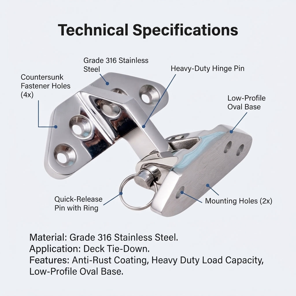 316 Stainless Steel Marine Butterfly Hinge - Heavy-Duty Deck Folding