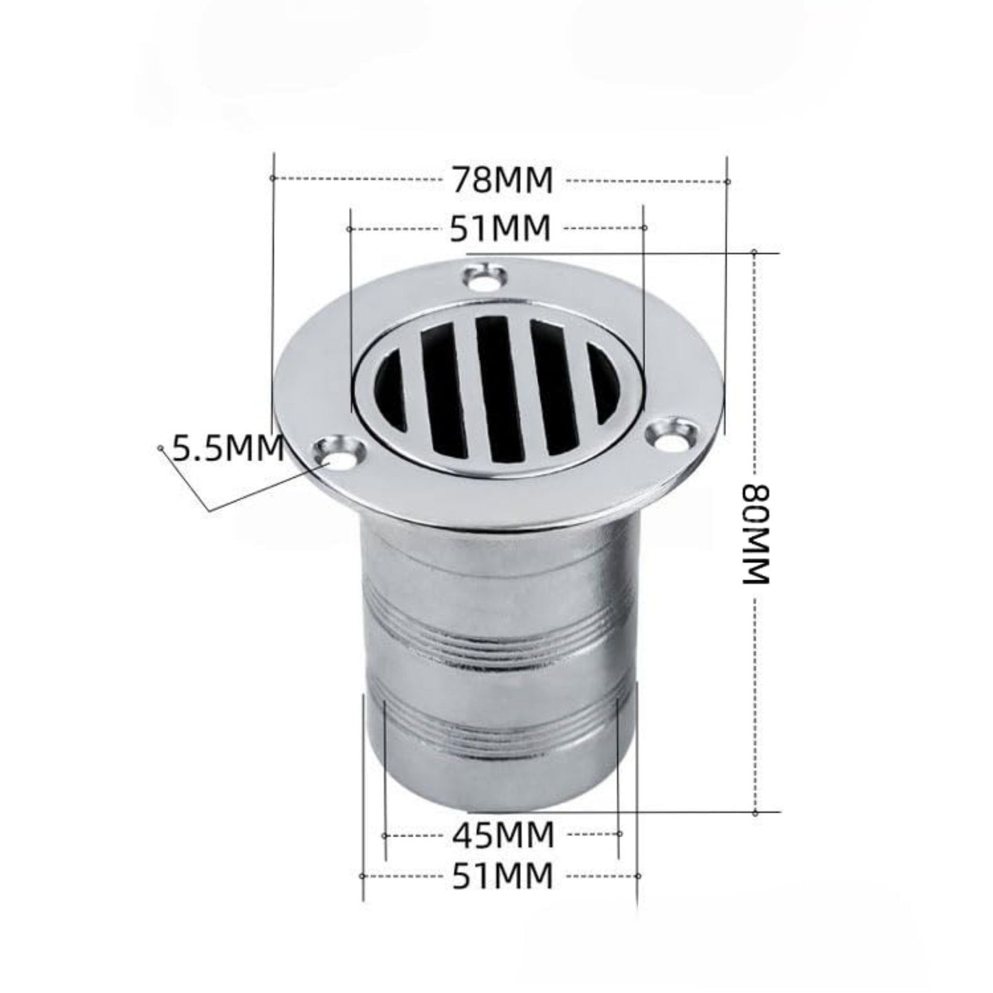 50MM Boat Floor Deck Drain,316 Stainless Steel Detachable or Integral Anti-Odor Scupper Deck Drain for Yacht,Speedboat, Fishing Boat