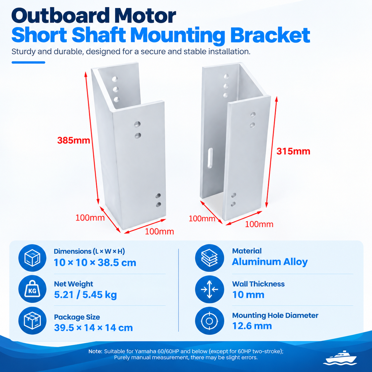 Outboard Motor Transom Lift Mount - High-Strength 6061-T6 Aluminum (Universal 30HP)