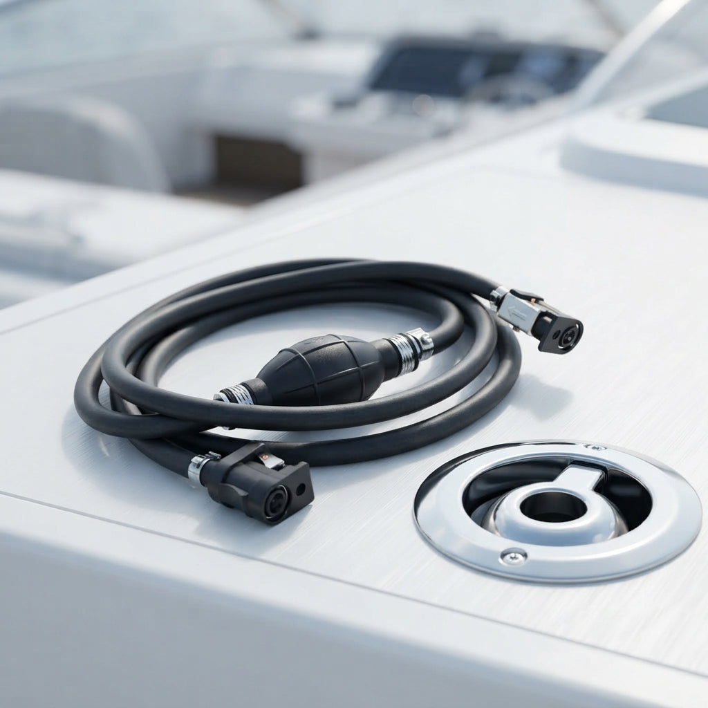 Marine Outboard Fuel Line Assembly - 8mm Hose & Priming Bulb