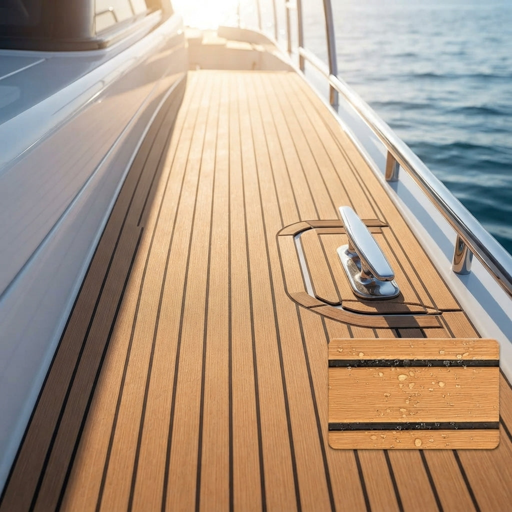 Light Brown EVA Faux Teak Marine Decking Mat - Anti-Slip, UV-Protected (5.5-6mm)
