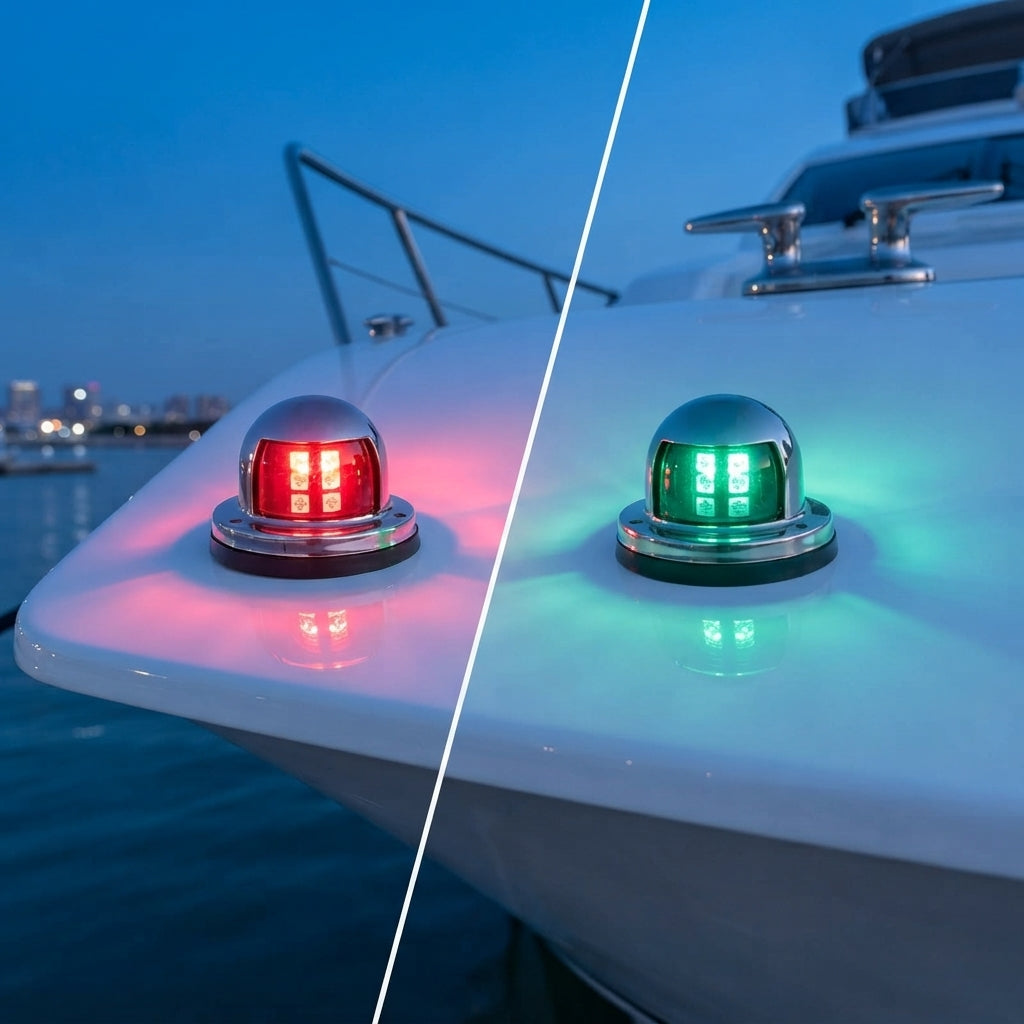 LED Navigation Lights Pair - Polished Stainless Steel, IP66 Waterproof