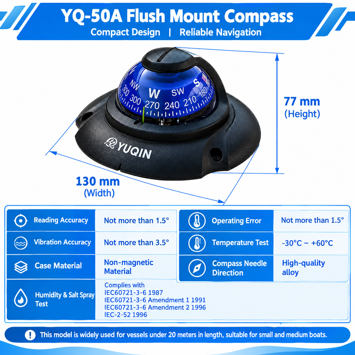 Marine Magnetic Compass - CCS Certified, UV-Stabilized Lens for Boats & Yachts