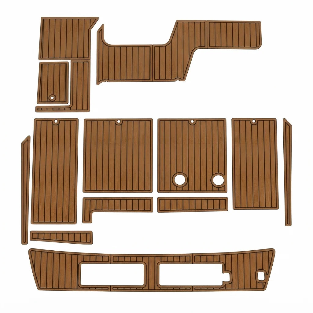 Custom EVA Foam Teak Decking Mat for 1985-1997 Sea Ray 340 Sundancer (Opt A) - Swim Platform & Cockpit Pad