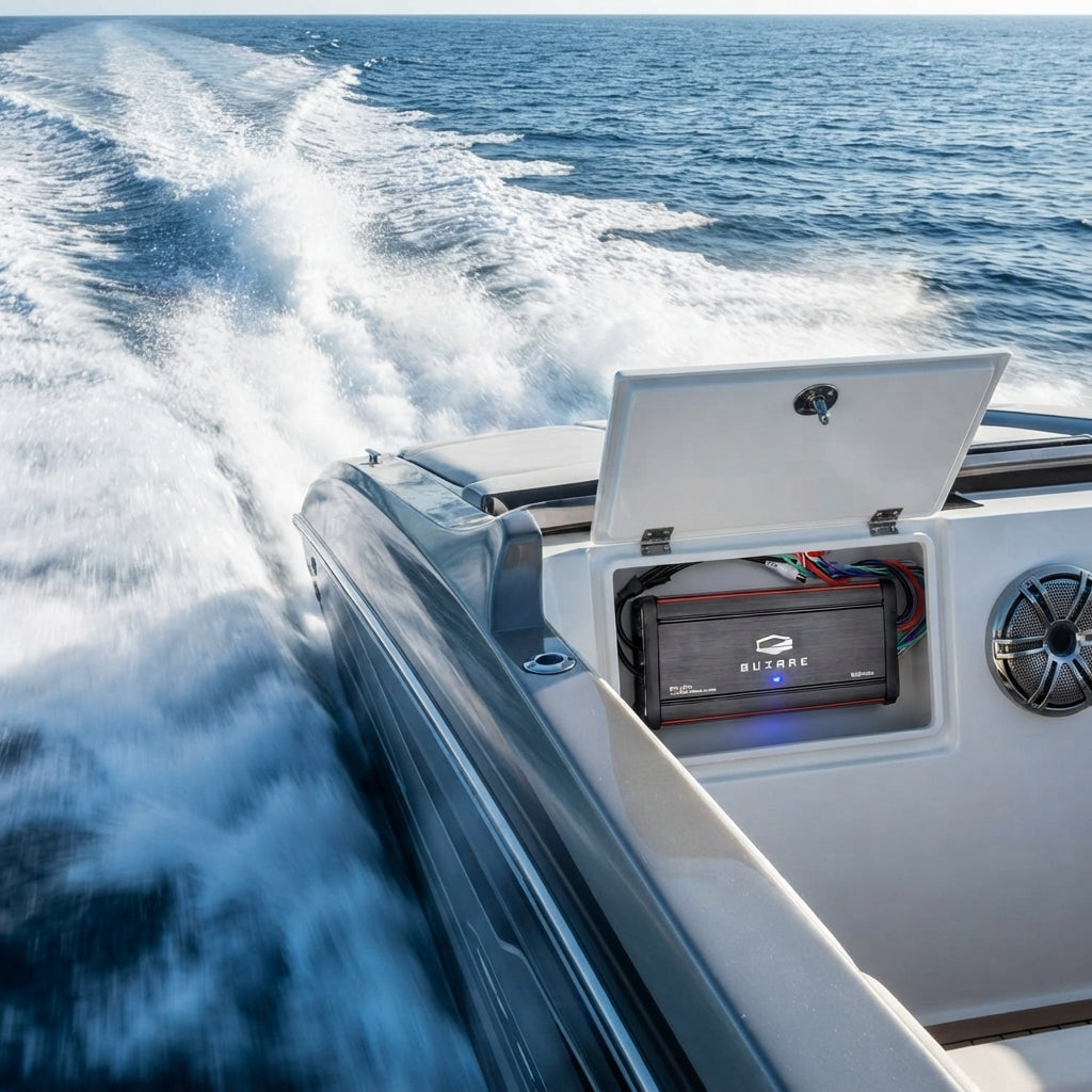 Guzare BT4870 Marine 4-Channel Class D Amp - 300W Peak, IPX7 Waterproof