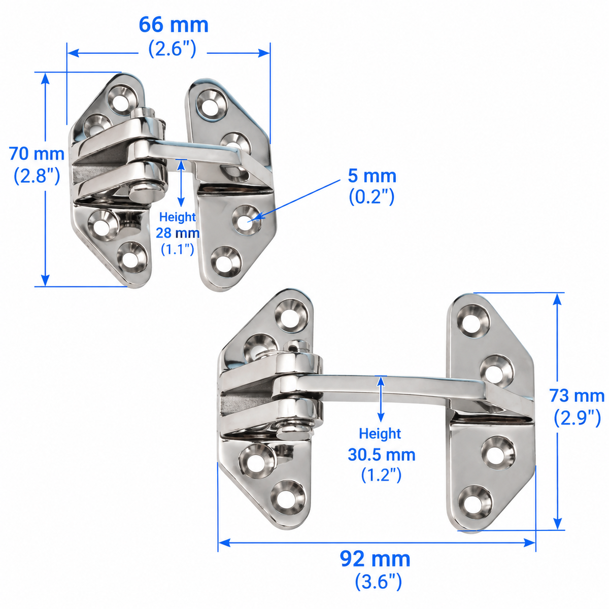 316 Stainless Steel Marine Butterfly Hinge - Heavy-Duty Deck Folding